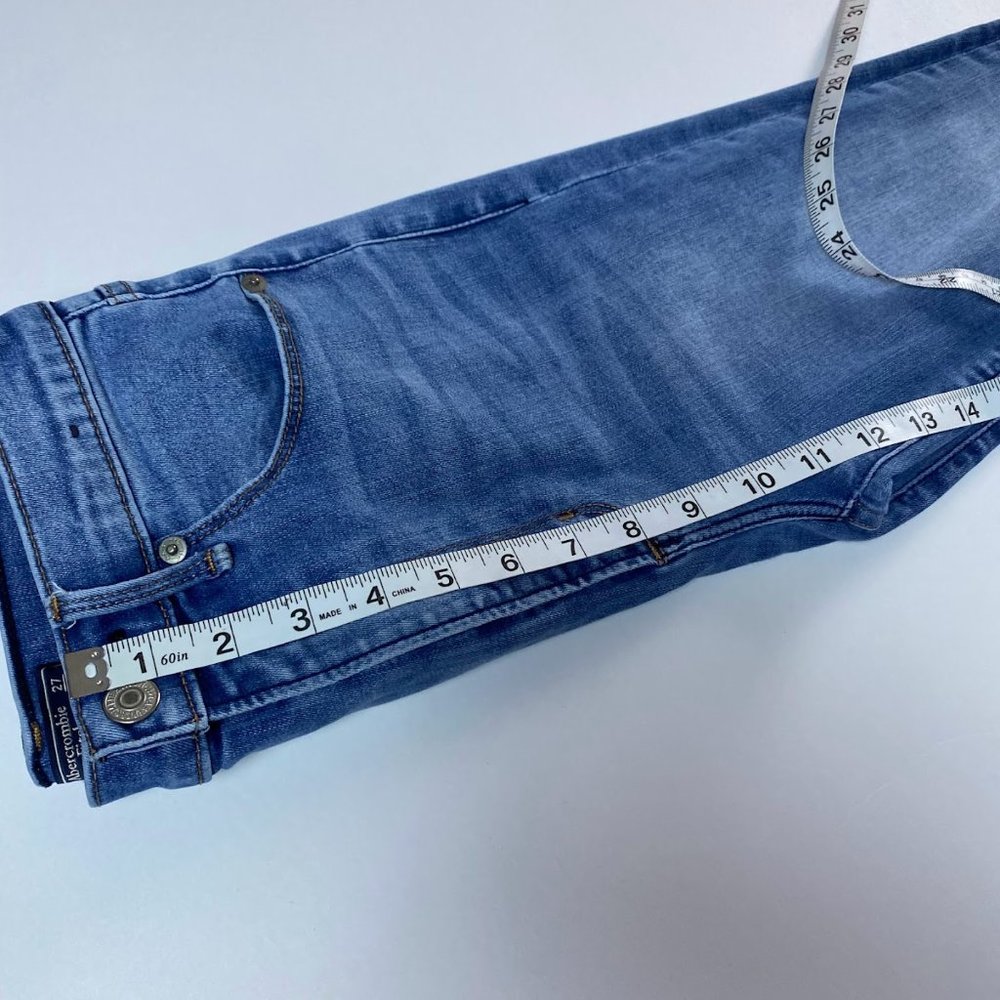 Abercrombie & Fitch, blue Ultra High Rise Super Skinny raw hem jeans, size 4/27 - Picture 8 of 9